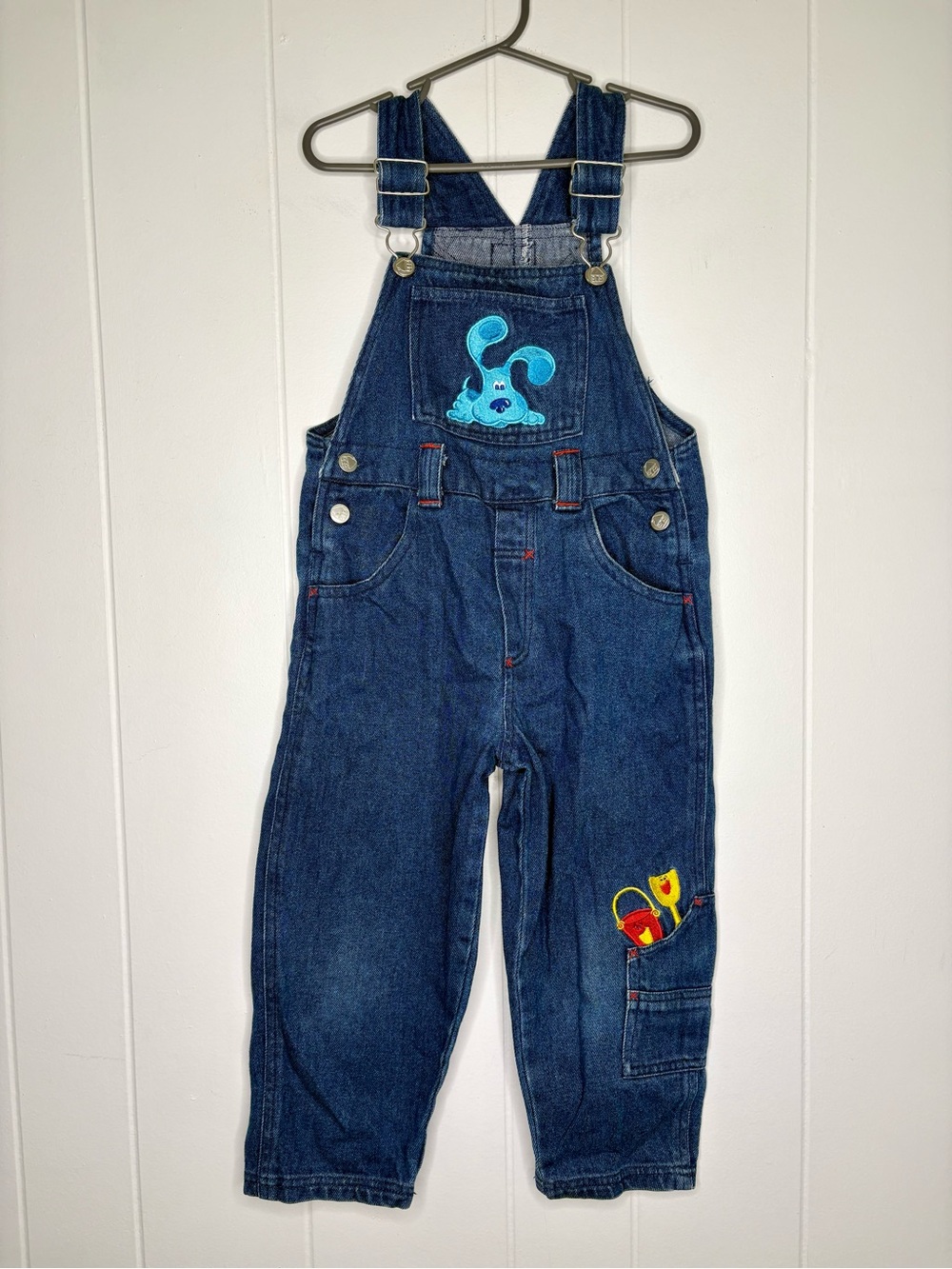 VINTAGE Y2K 2000 Blues Clues Overalls Denim Kid’s Size 4T Full Length Nostalgic